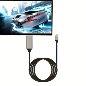 TEMU 6피트 USB C to HDTV 케이블 | 4K 고속 USB 3.1 Type-C to HDTV 케이블, 모바일 폰 스크린 미러링, 노트북 및 태블릿 프로젝션 캐스팅, USB Type C to HDTV 케이블, 홈 오피스용