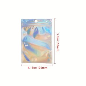 TEMU 110팩 무지개색 홀로그래픽 자가 밀봉 백 - 그라데이션 컬러 플라스틱 액세서리 보관 파우치, 선물 포장 및 여행 정리용 주얼리 오거나이저
