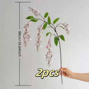 TEMU 2개입 인공 장미화 걸이형 가랜드 - 초현실적인 핑크 & 화이트 플라스틱 꽃, 웨딩·파티·호텔 장식용 (4th of July, 아버지의 날), 유지보수 불필요한 여름 휴일 장식, 자연스러운 잎사귀 디자인, 실물 같은 꽃 모양, 내구성 강한 식물 장식품, 이벤트