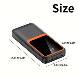 TEMU 휴대용 충전 전원 은행, 휴대 전화 배터리 세트 PD 고속 충전기 USB, LED 전원 디스플레이/타입-C/아이폰/ 휴대용 디지털 전자 기기용, 야외 비상 대용량 보조 전원 공급 장치 선물|보조배터리20000