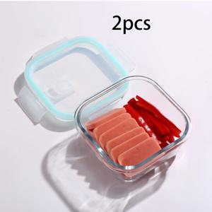 TEMU 2개 세트 스퀘어 유리 식품 보관 용기 밀폐 뚜껑 포함 - 전자레인지 사용 가능, 냉장고 및 냉동실용 쌓을 수 있는 식사 준비 용기, 사무실/학교/가정용 분량 조절, 곡물/채소/과일/남은 음식 보관에 이상적, 투명 디자인, 견고한 구조, 현대 주방용품, 직장인용