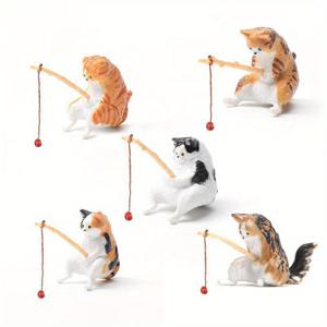 TEMU 5pcs 세트 미니 낚시 고양이 조각품 아쿠아리움 풍경 장식, 어항 장식물 수중 환경 풍경 데스크탑 장식 DIY 액세서리