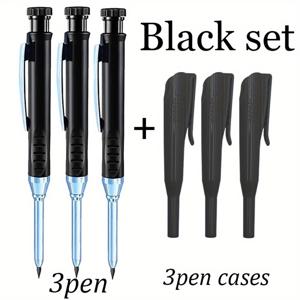 TEMU 6색 금속 2.8mm 목공 펜슬 6개 세트, 내장 샤프너가 있는 6색 금속 목공 펜슬, 단단한 목공 펜슬 긴 헤드 깊은 구멍 마커, 목공 건축가의 드로잉 도구에 적합합니다 (3펜+3캡)