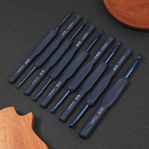 TEMU 9pcs 블루 소프트 핸들 크로셰, 플리스 브레이딩 도구, 알루미늄 후크 헤드 실리콘 미끄럼 방지, 블루 후크 헤드 알루미늄 크로셰 블루 핸들 크로셰 키트