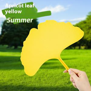TEMU 1pc 휴대용 은행 잎 선풍기 - 파티, 사진 속, 가정 장식 및 야외 행사용으로 편안한 손잡이가 있는 대형 두꺼운 플라스틱 여름 냉각 선풍기, 은행 잎 디자인, 내구성 있는 플라스틱