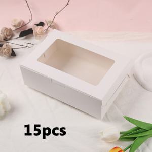 TEMU 15개 세련된 백색 종이 선물 상자, 투명 창, 나비 테마로 결혼식, 생일, 휴일, 테마 이벤트 및 새해 선물에 적합합니다.