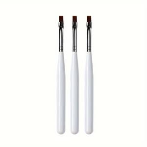 TEMU 1/3pcs 네일 아트 브러시 세트 - 플랫 팁 젤 페인팅 드로잉 펜, 화이트 핸들, 향이 없는 - 전문 네일 익스텐션 및 빌더 젤 브러시, 네일 아트 디자인용|젤네일|네일팁