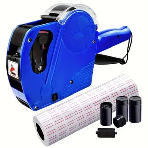 TEMU 5000개의 스티커 라벨 및 4개의 잉크 리필이 있는 1pc MX5500 가격 태그 건, 8자리 가격 태그 건, 사무실용 가격 라벨 건, 소매점, 식료품점, 식품, 조직 마킹(파란색)