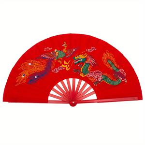 TEMU 태극권 무술을 위한 1개 빨간색 플라스틱 팬, 오른손 무술 댄스 훈련용 창의적인 팬