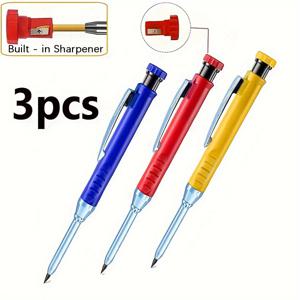 TEMU 4개 2.8mm 연필芯 / 3개 2.8mm 고체 목수 연필 내장 연필깎이, 목공, 도면, 문구, 가정 장식, 산업 표식, 건설 라벨링을 위한