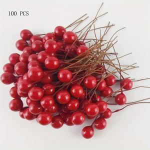 TEMU 100개/개 크리스마스 시뮬레이션 작은 빨간 과일 크리스마스 장식: 결혼식 파티 DIY 크리스마스 트리 공예 장식 인공 홀리 베리 화환 - 휴일 액세서리, 생일 파티 용품, 방 장식, 크리스마스 선물 및 장면 장식에 완벽합니다!