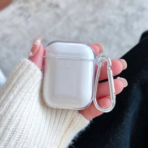 TEMU For AirPods 1/2 Pro/Pro2용 키체인 포함 투명 TPU 케이스 - 내구성, 미끄럼 방지, 떨어지지 않음, 무선 이어버드 홀더, for AirPods 보관용 투명 케이스, 안전한 닫힘