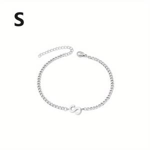 TEMU 스테인리스 스틸 알파벳 매력 링크 체인 남성용 - 1개, A-Z 문자, 조절 가능한 패션 손목 액세서리, 튼튼한 남녀 공용 주얼리, 일상 착용 및 선물용, 귀금속 도금 없음, 15세 이상 적합