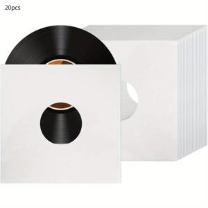 TEMU 7인치 비닐 레코드 자켓 10/20개: 두꺼운 350Gsm 판지 레코드 슬리브, LP 자켓 커버, 수집 보관용 산성 방지 아카이브 앨범 슬리브 - 화이트