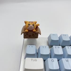 TEMU 1개 귀여운 고양이 모양 키캡, 기계식 키보드용, OEM R4 높이, 오렌지 & 화이트 탭비 디자인, 사랑스러운 데스크 액세서리 & 선물 아이디어, ABS 소재, 녹음 장비나 장식에 완벽함, 기계식 키보드 액세서리 | 재미있는 디자인 | 내구성 있는 키캡|키캡|키캡
