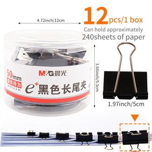 TEMU 12/24/40/48/60pcs M&G 바인더 클립, 블랙 종이 클램프 다양한 크기, X 대형, 대형, 중형, 소형, X 소형 및 , 6 크기 1 팩으로 대부분의 일상적인 요구를 충족할 수 있습니다, 사무용품|포카바인더