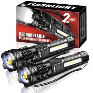 TEMU 2pcs YANHUO 충전식 LED 전술용 플래시 라이트, 고루멘 조절 가능한 빔 스피커, USB 충전, 방수되지 않은 ABS 매트 피니시, 내장된 18650 리튬 배터리, 야외 캠핑, 하이킹, 비상, 크리스마스, 할로윈, 추수감사절
