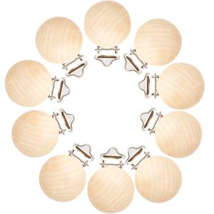 TEMU PH 10pcs 자연적인 벚나무 나무 슬링 클립, 30mm 단단한 비즈 패스트너 DIY 보석, 걸이 장식 - 전기 없음, 로그 재료 행사 및 파티 용품