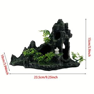 TEMU 1개 대형 수족관 장식, 산 전망 돌 장식이 있는 어항 장식품, 레진 암석 정원, 수족관 조경, 모조 석재 산 레진 공예, 베타, 달팽이, 거북이용 숨기기 및 등반, 조경, 아쿠아스케이핑
