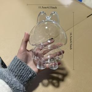 TEMU 울어라 인형 시리즈 투명 아크릴 보호 케이스 - 수집용 피규어를 위한 방진 디스플레이 박스, 핑크색 모자 캐릭터 디자인, 홈 데코 및 파티 선물에 이상적