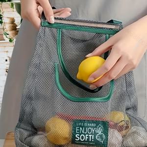 TEMU 주방용 다기능 과일 및 채소 걸이 가방 - 휴대용 통기성 메쉬 보관 가방, 감자와 토마토에 적합한 벽걸이 정리함 | 필수 가정 액세서리, 재사용 가능한 과일·채소·마늘·생강 수납 가방|테무쇼핑|마늘다지기|수납정리함