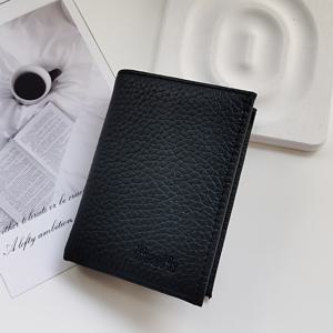 TEMU 남성용 진정 가죽 지갑 - 다기능 카드 홀더, 미니 휴대용 비즈니스 스타일, 대용량, 10x7cm, 검정색, 일상 사용을 위한紧凑 디자인, 일상 지갑 | 지갑 | 진정 가죽 지갑|명함지갑