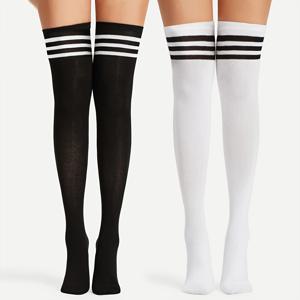TEMU 1/2 쌍 여성의 엉덩이 하이 니 하이 양말, 200g/m² 니트 원단, 단색, 오버 더 니 스타킹, 손세탁 가능 - 편안하고 세련된 긴 양말, 캐주얼한 옷에 적합