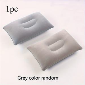 TEMU 1pc 부풀리는 여행용 베개 - 소형 사각형 플로킹 직물 공기 쿠션, 목 및 허리 지원, 캠핑, 홈 오피스, 하이킹, 낮잠에 이상적, 휴대용 및 세탁 가능, 캠핑 액세서리