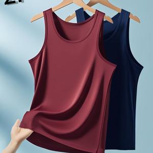 TEMU 2pcs 남성용 빠른 건조 스포츠 탱크 탑 - 통기성 탄성 압축 크루 넥, 슬리브리스 반바지, 체육관, 달리기 및 야외 피트니스, 경량 일반 핏, 기계 세탁 가능, 여름 스포츠 및 캐주얼 웨어에 이상적, 체육관 의류 | 통기성 소재 | 편안한 핏, 스포츠 탱크 탑|남자나시
