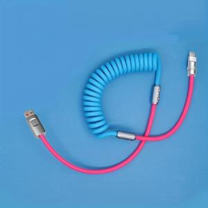 TEMU 100W 6A USB-타입C 고속 충전 스프링 데이터 케이블, 고탄성 나일론 브레이드, 제품 길이 유연하고 유연함, 아이폰 15/16 시리즈, 갤럭시 S22/S23/S24, 샤오미 14/ 울트라 시리즈, 화웨이 메이트50/60 시리즈, 오포, 바이보 휴대폰 고속 충전에 적합, 차량용 충전 가능, 재택 및 여행 중 사용하기 편리한 기술 패션 제품