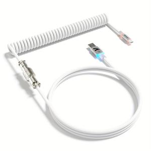 TEMU ATTACK SHARK C01 울트라 RGB 코일 키보드 케이블, 게이밍용 USB-C 파일럿 케이블, 안정적인 듀얼 슬리브 디자인, 2m 타입-C to USB-A 하이퍼스피드, PC 게이머를 위한 탈착식 메탈 파일럿