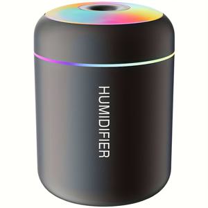 TEMU 1개 미니 USB 가습기 & 컬러풀 나이트라이트 아로마디퓨저, 180ml 사운드웨이브 냉미스트 - 침실, 차량, 집, 사무실, 기숙사용, 배터리 미포함, 모던 슬림 디자인, 투명한 물방울 출력, 플라스틱 소재