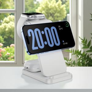 TEMU 3in1 마그네틱 무선 충전 스탠드, 듀얼 사용 가능 15W 충전 독 - Mag-Safe 및 비마그네틱 폰용 (아이폰 16/15/14/12/Pro/Max/Mini, 아이워치 울트라/SE/2, 에어팟 3/프로/프로 2 호환)