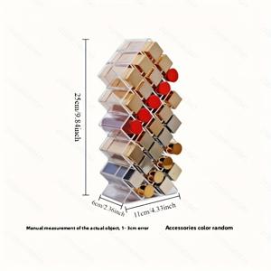 TEMU 28개의 구획이 있는 투명 립스틱 정리대 - 가정, 주방, 욕실용 독립형 메이크업 보관대 - 립스틱, 립글로스 등에 적합한 다수의 구획이 있는 내구성 있는 플라스틱 화장품 디스플레이 케이스, 립스틱 홀더, 주방 정리대, 현대적인 미적 감각, 투명한 시야