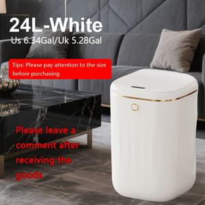 TEMU 20L/22L/24L 세 가지 용량 선택 가능, 블랙 & 화이트 크림 삼색 대용량 스마트 , 냄새 제거 기능, 다목적 자동 발판, 무릎 센서, 스마트 무소음 디자인 - 주방, 침실, 사무실, 좁은 욕실, 호텔, 거실 장식에 적합, 배터리 작동 (플라스틱 /주방 /사무실 /욕실 )|쓰레기통