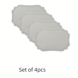 TEMU 4개 세트 내열성 PVC 테이블매트 - 오렌지 & 그린 노르딕 스타일 장식형 스캘럽 엣지, 휴일 및 일상 식탁용품 - 튼튼한 주방 액세서리