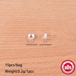 TEMU 15개/봉지 S925 스털링 실버 스타 스페이서 비즈, 나사 원형 실버 팔찌 만들기용 DIY 스페이서