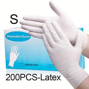 TEMU 200개입, 일회용 라텍스 장갑, 두꺼운 소재, 무가루, PVC 프리, 방수 및 오일 방지, 손끝 미끄럼 방지, 고탄성, 가볍고 통기성 좋은 디자인, 음식 준비, 청소, 사무실, 네일 아트 및 타투에 적합|네일아트