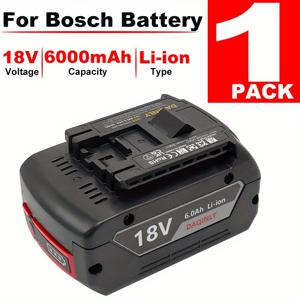 TEMU 1팩 보쉬 18V 전동 공구용 대체 배터리 - 고용량 6.0Ah (6000mAh) 리튬이온, 16V~18V, 6000mAh 충전식 배터리, 강력한 경량 디자인, 고품질 셀, 18V 공구, DIY 전문가 및 워크샵 사용자와 호환, 전문 공구 액세서리, 내구성 있는 플라스틱 바디