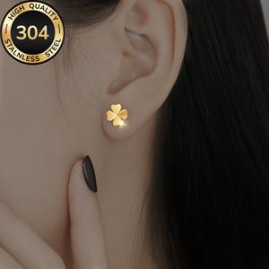 TEMU 4-잎 클로버 귀걸이, 클래식한 우아한 레저 행운의 4-잎 클로버 귀걸이, 하이퍼알러지성 304 스테인레스 스틸 18K 금박 4-잎 클로버 귀걸이, 일상 사용 | 파티 | 음악 축제 | 휴가 결혼식 |宴会 | 축하 의류 및 선물에 적합합니다.