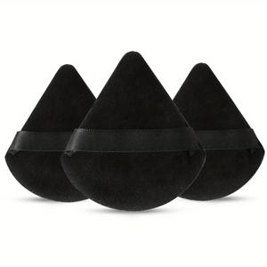 TEMU 3개 팬 모양 파우더 퍼프 세트, 스트랩이있는 부드러운 벨벳 메이크업 퍼프, 메이크업 초보자 아티스트에게 이상적인 페이셜 메이크업 도구