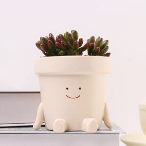 TEMU 1pc 귀여운 레진 미소 식물용 그늘, 테이블탑 디스플레이용 캐주얼 스타일 실내 및 실외 장식용 꽃병