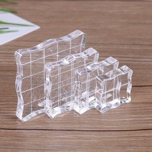 TEMU DIY 크래프트의 필수품: 4pcs 사각 아크릴 스탬프 블록(그리드 라인 포함) - 정밀, 명확, 편안한 스크랩북 및 기타 용도로 적합