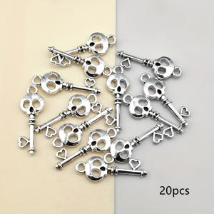 TEMU 해골 하트 키 매력 펜던트, 아연 합금 골동품 은색 할로윈 DIY 주얼리 만들기 액세서리 귀걸이, 팔찌, 목걸이, 열쇠고리, 수제 장식 - 다중 단위 팩
