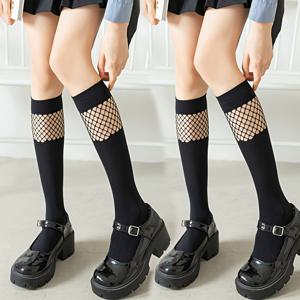 TEMU 1 쌍/2 쌍 여성 얇은 흰 양말, 일본식 달콤한 스타일 흰 가슴 양말, 검은 허벅지 양말