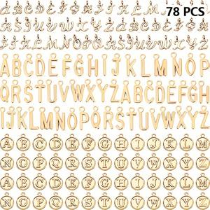 TEMU 78개 패션 알파벳 장신구, DIY 주얼리 만들기 위한 아연 합금 문자 비즈, 팔찌, 목걸이 및 펜던트 제작을 위한 A-Z 대문자 문자 펜던트, 장신구 액세서리