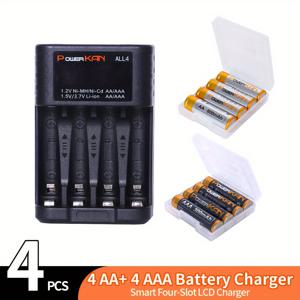 TEMU 배터리 + 충전기 세트, 파워KAN 1.2V 니켈 수소형 AA & AAA 배터리 + 고품질 AA 800mAh x4 & AAA 300mAh x4 충전식 배터리 및 5V 2A USB 고속 충전 AA AAA 배터리 충전기 포함