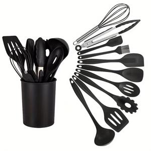 TEMU 11pcs 실리콘 베이킹 & 요리 세트 - 빨간색, 녹색, 파란색, 검은색이 있는 비스킷 스팟라, 휘스, 턴 - 가정 요리 및 베이킹에 완벽 - 추수감사절, 크리스마스, 부활절, 한카, 세인트 패트릭의 날, 베이킹 필수품 | 색다른 주방 용품 | 내구성 있는 실리콘