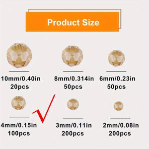 TEMU 2-10mm 골든 샴페인 AB 오로라 보레알리스 유리 비즈 - DIY 주얼리 만들기, 팔찌, 목걸이, 신발 및 의류 장식용 플랫 라운드 면처리 루스 비즈 - 다중 사이즈 공예 용품, 반사 비즈 품질, 수제 액세서리 디자인, 핸드메이드 아티스트를 위한 비즈