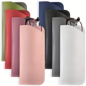 TEMU 8개 세트 부드러운 안경 가방 패션 PU 가죽 안경 독서용 안경 파우치 커버 휴대용 안경 케이스 홀더